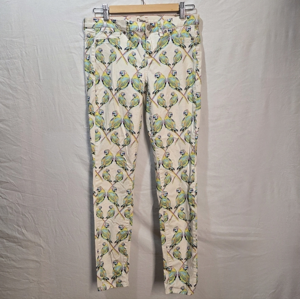 Low Rise Jeggings Size 27 By Ditto Birds Of Paradise Fun Colourful Print